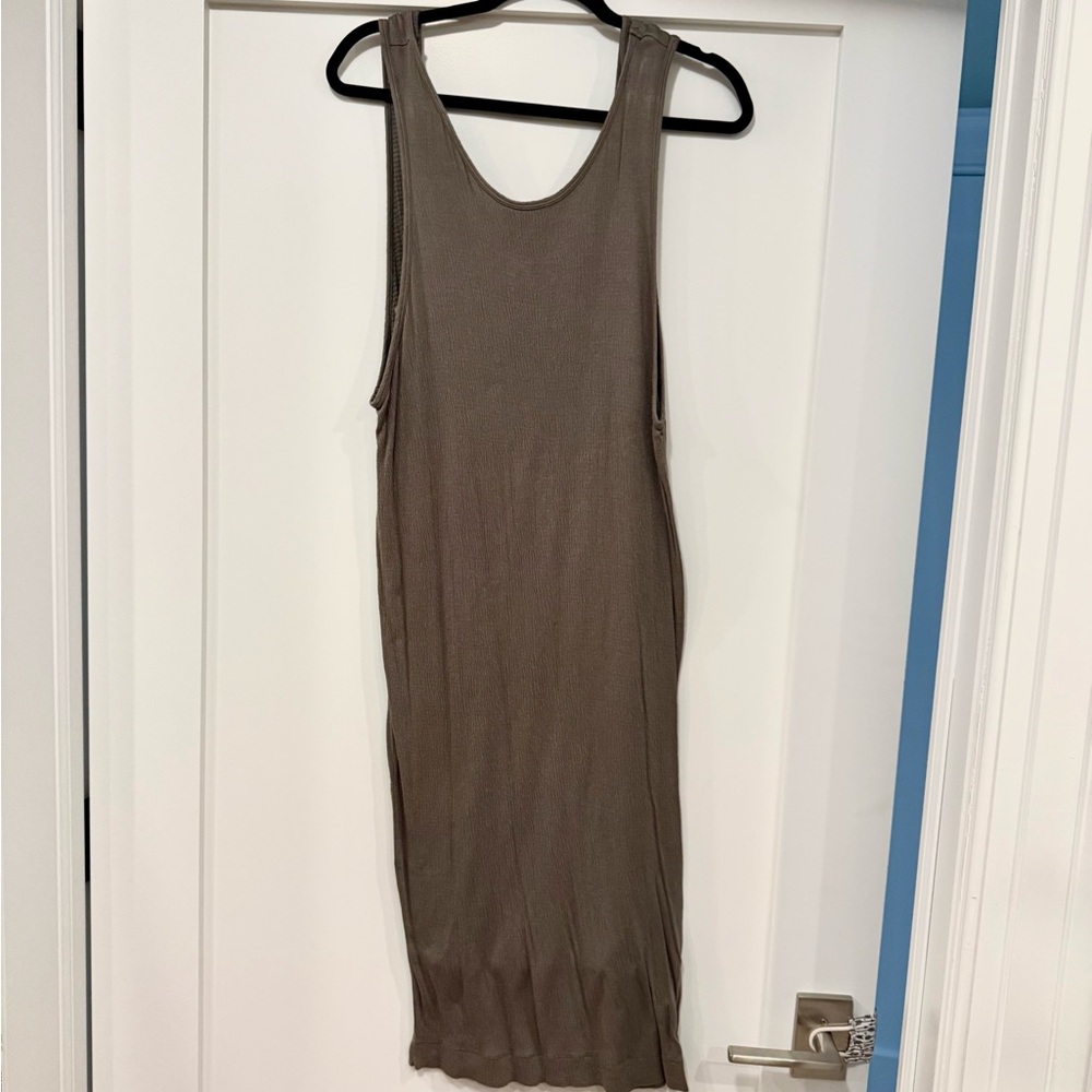 Splendid Sleeveless Scoop Neck Army Green Dress, Size S